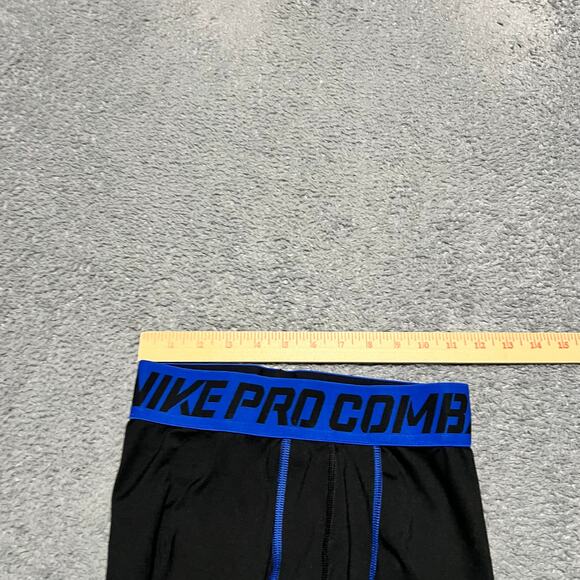 Nike Pro Combat Pants Mens Medium Black Blue Athletic Leggings Performance - Picture 6 of 9